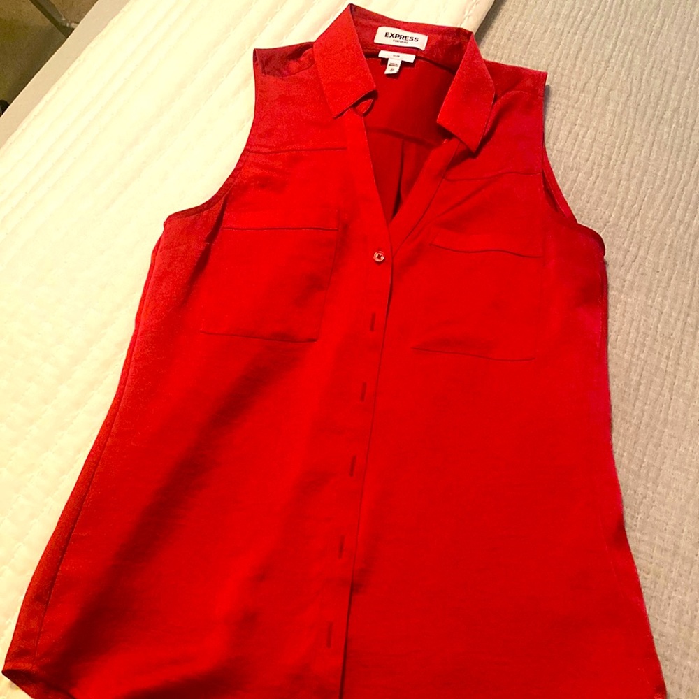 Express sleeveless silk work shirt